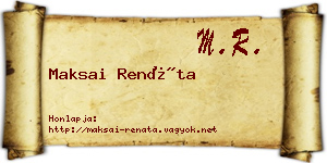 Maksai Renáta névjegykártya